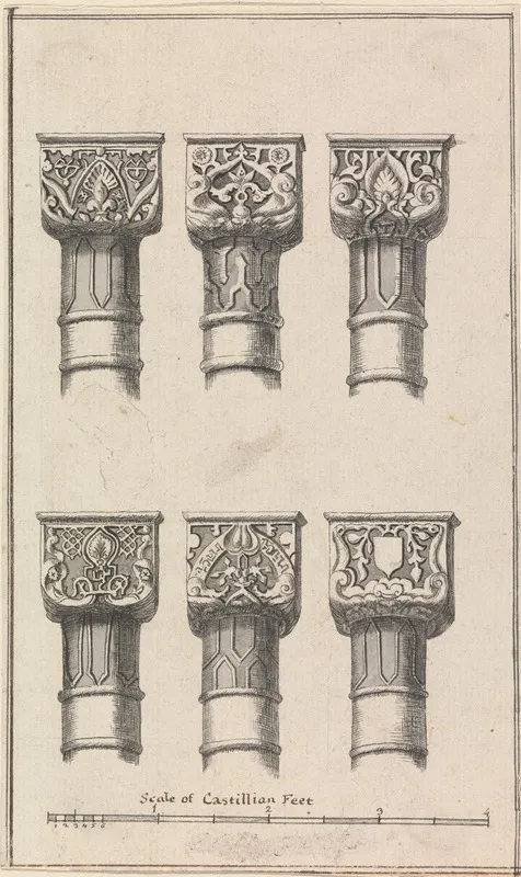 Six Capitals Of Columns In The Court Of Lions In The Alambra Of Granada