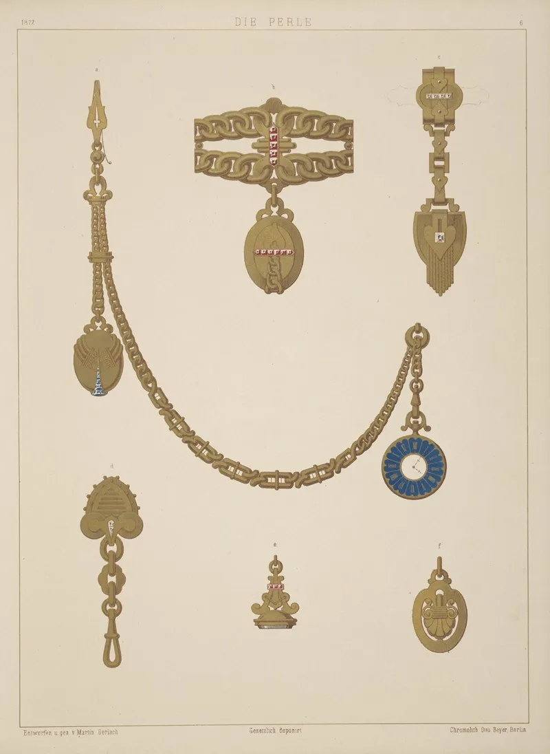 Six Designs For Jewelry Including Gold And Blue Pendant Watch