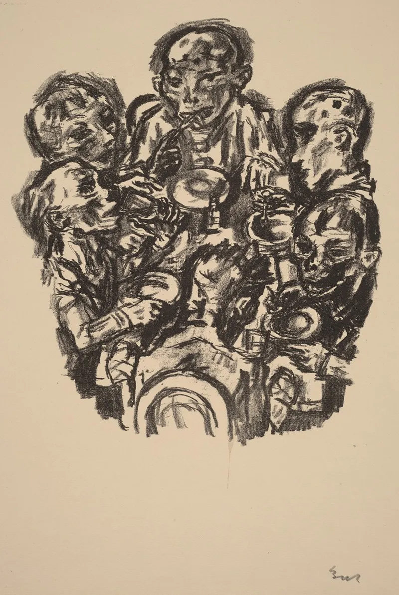 Six Diners At Table Wall Art by René Beeh - High-Resolution Digital Print