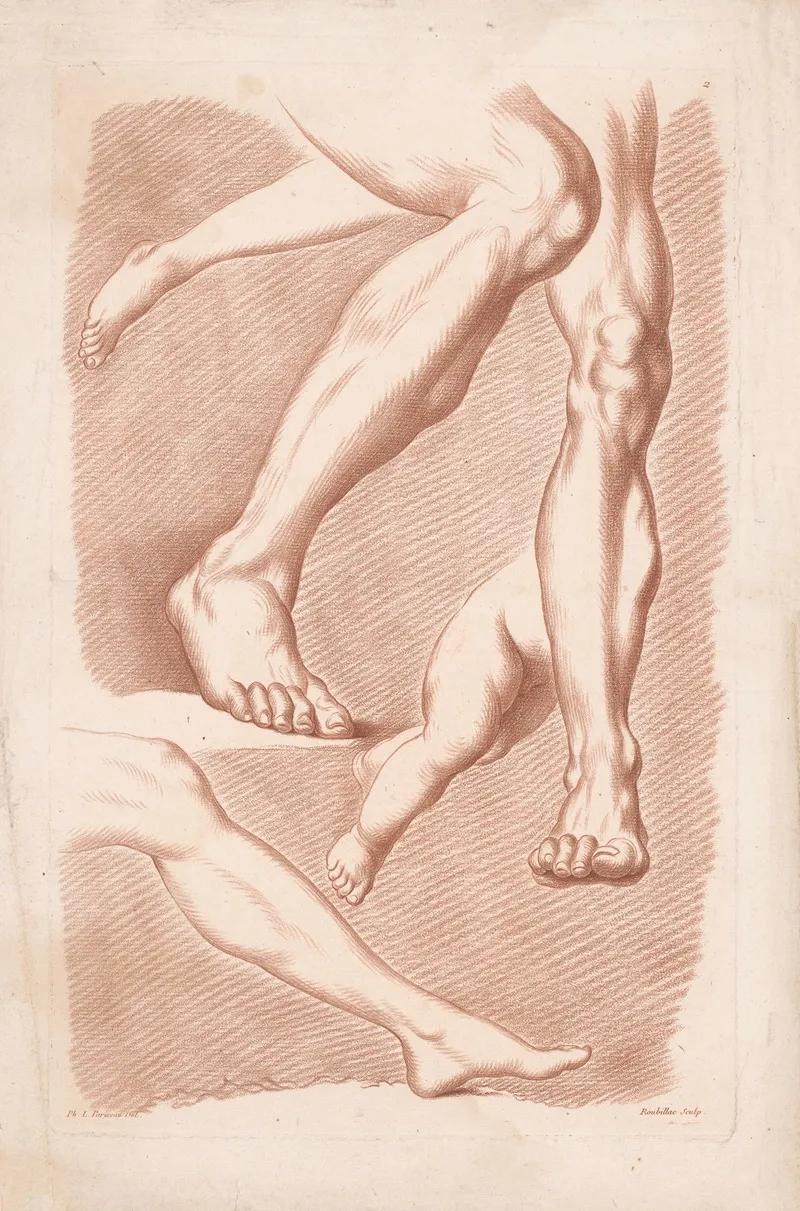 Six Legs In Different Poses Wall Art by Louis-François Roubiliac - High-Resolution Digital Print