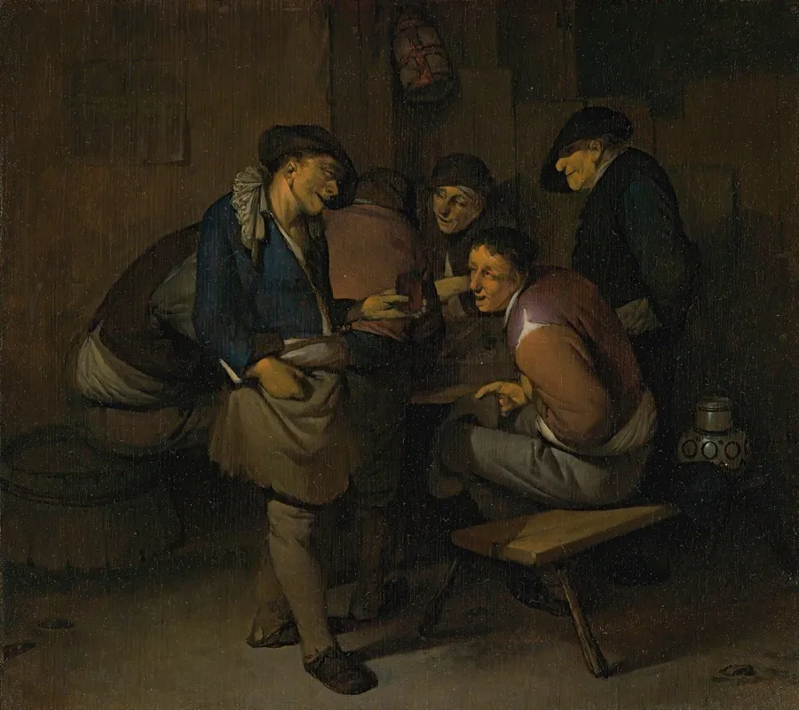 Six Peasants In An Interior Wall Art by Cornelis Pietersz. Bega - High-Resolution Digital Print