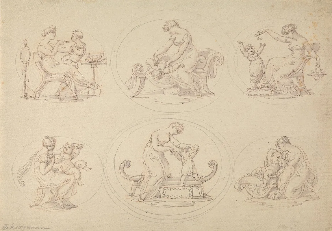 Six Studies Of Mother And Daughter Playing