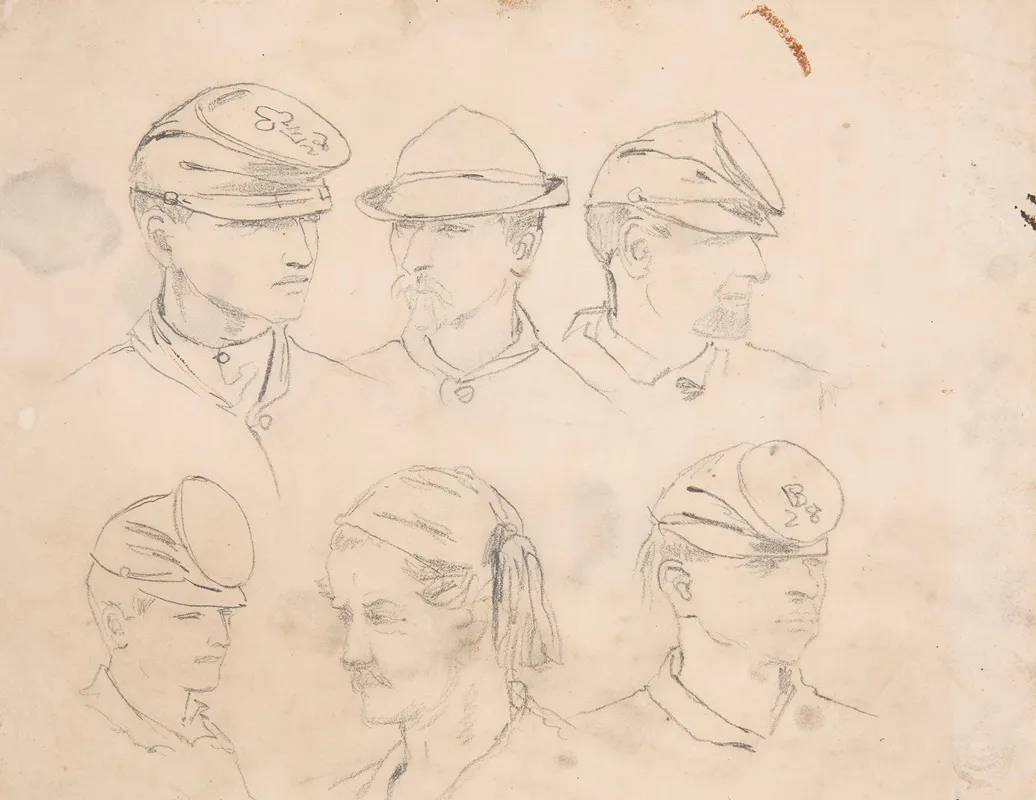 Six Studies Of Soldiers Heads Wall Art by Winslow Homer - High-Resolution Digital Print