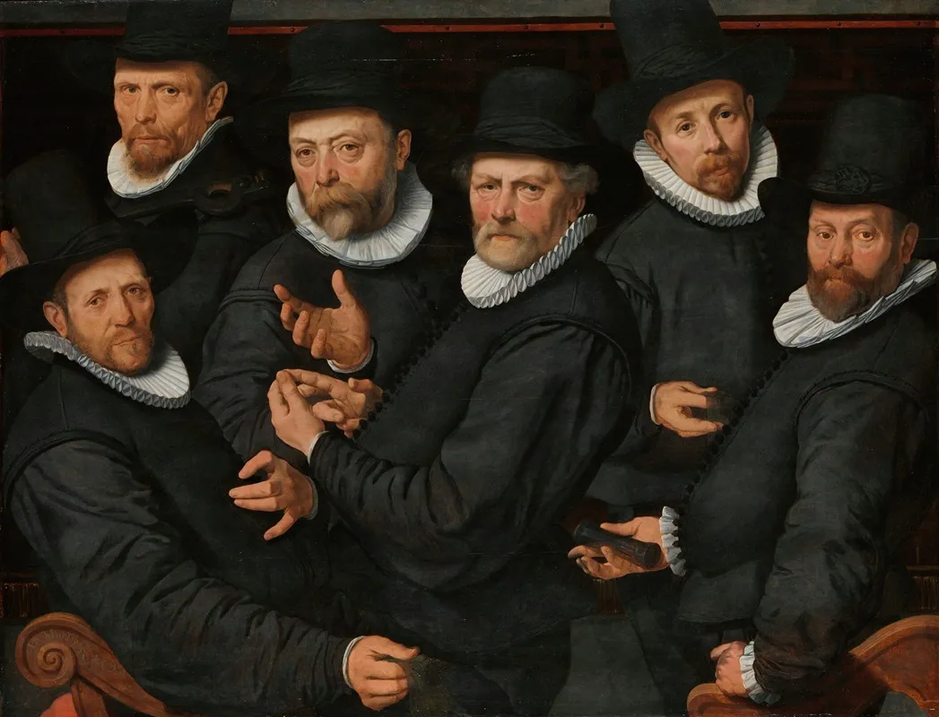 Six Wardens Of The Drapers Guild Wall Art by Pieter Pietersz. - High-Resolution Digital Print