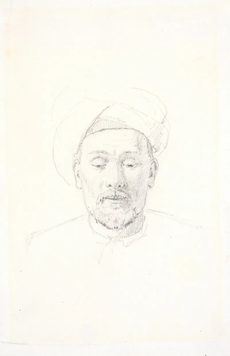 Skaegget Mandsportraet Set En Face Med Turban