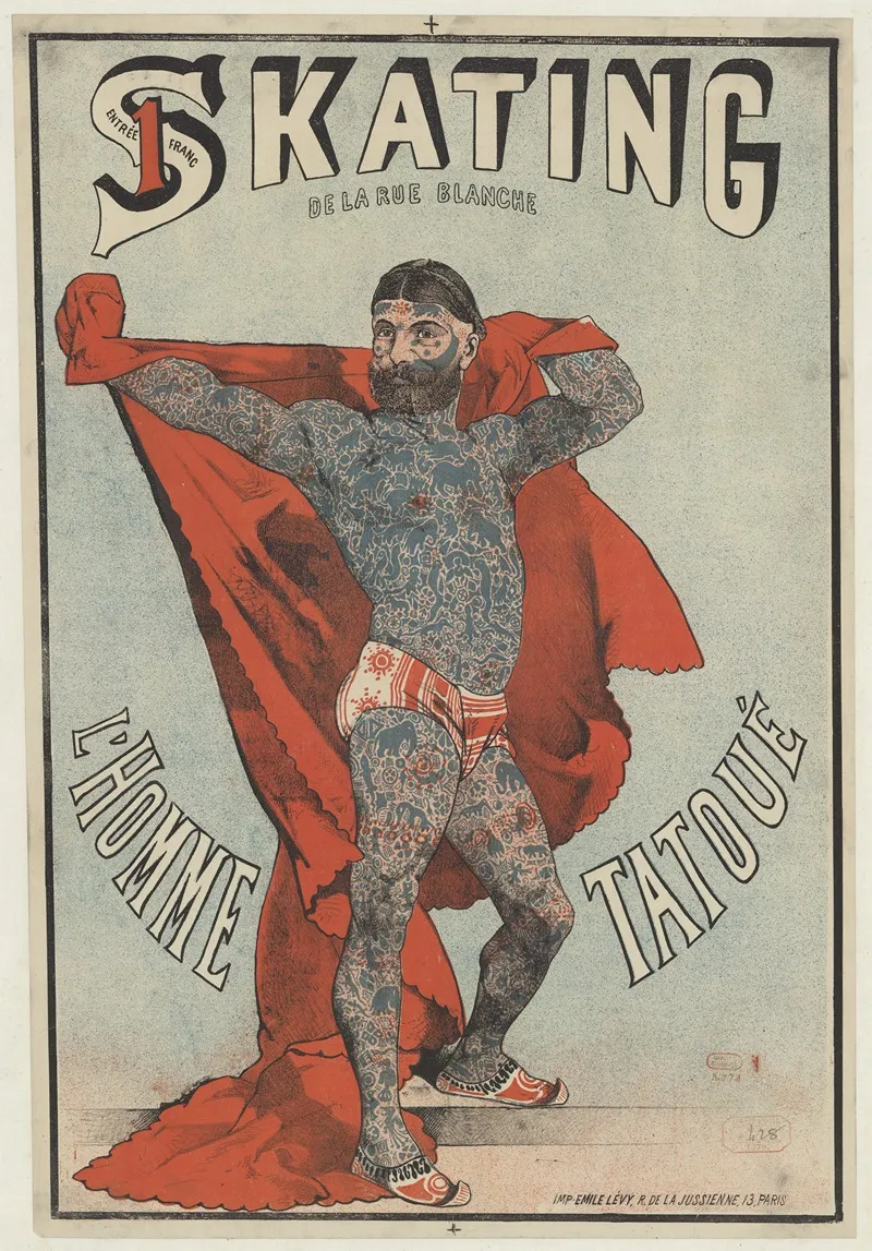 Skating De La Rue Blanche Lhomme Tatoue Wall Art by Imp. Emile Lévy - High-Resolution Digital Print
