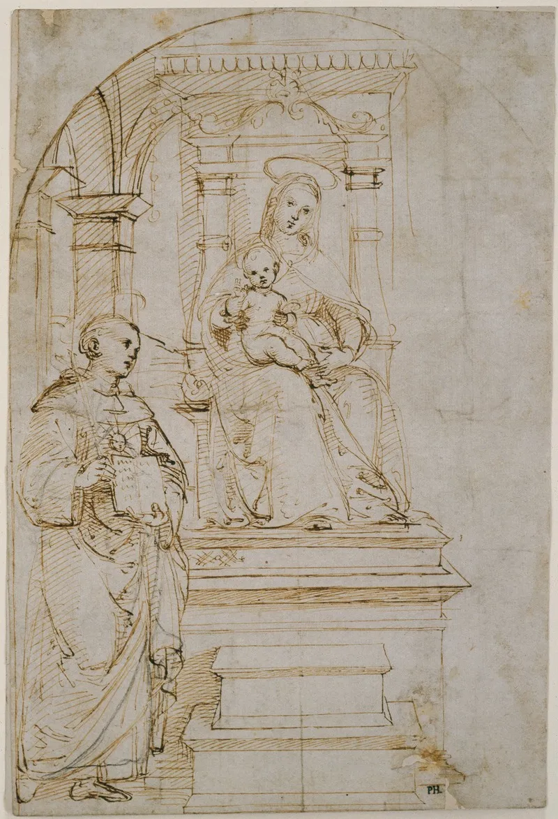 Sketch For An Enthroned Virgin And Child With Saint Nicholas Of Tolentino Wall Art by Raphael - High-Resolution Digital Print