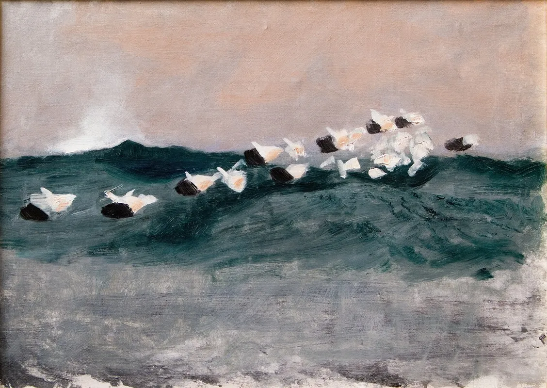 Sketch For Eider Ducks Flying In Formation