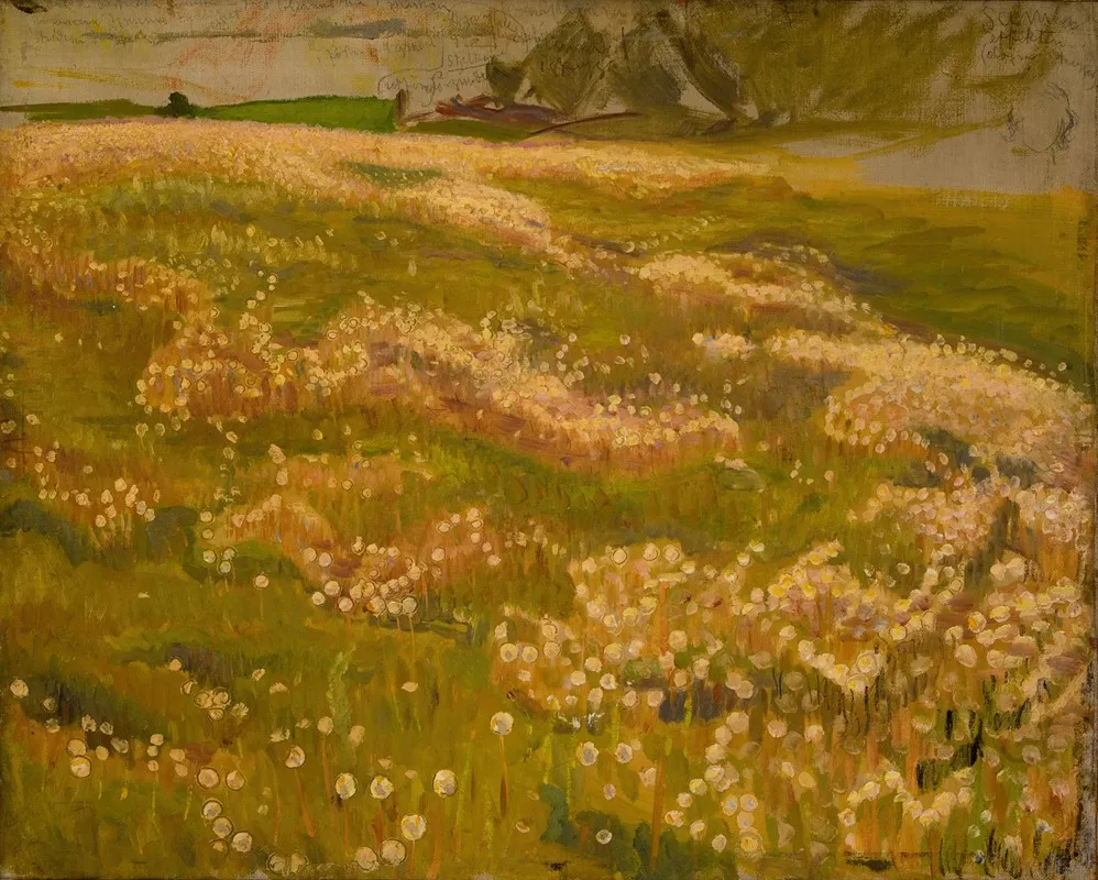 Sketch For The Knight And The Maiden Dandelion Meadow Wall Art by Richard Bergh - High-Resolution Digital Print