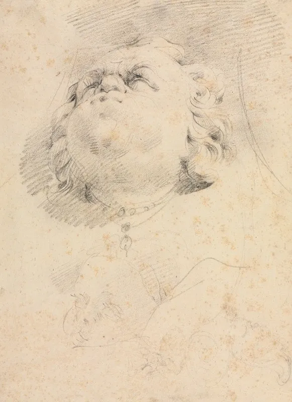 Sketch Of A Heads After Giambolognas Neptune Fountain
