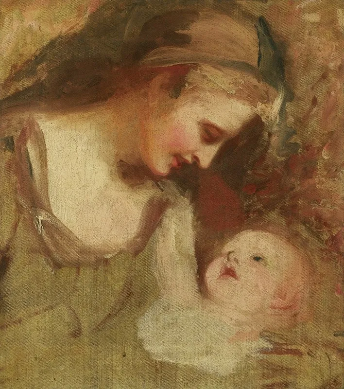 Sketch Of A Mother And Child Wall Art by George Romney - High-Resolution Digital Print