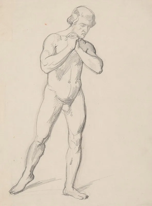 Sketch Of A Nude Male Wall Art by Józef Simmler - High-Resolution Digital Print