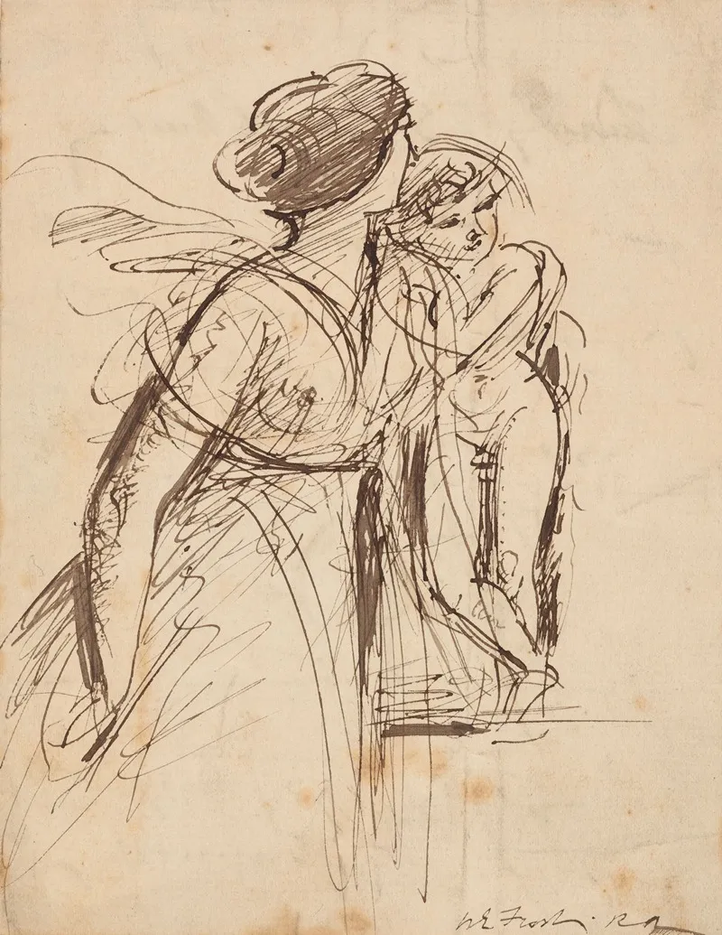 Sketch Of A Woman And Child Wall Art by William Edward Frost - High-Resolution Digital Print
