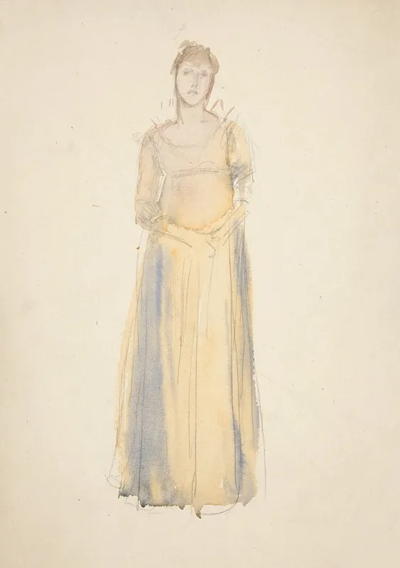 Sketch Of A Woman Dressed In Yellow