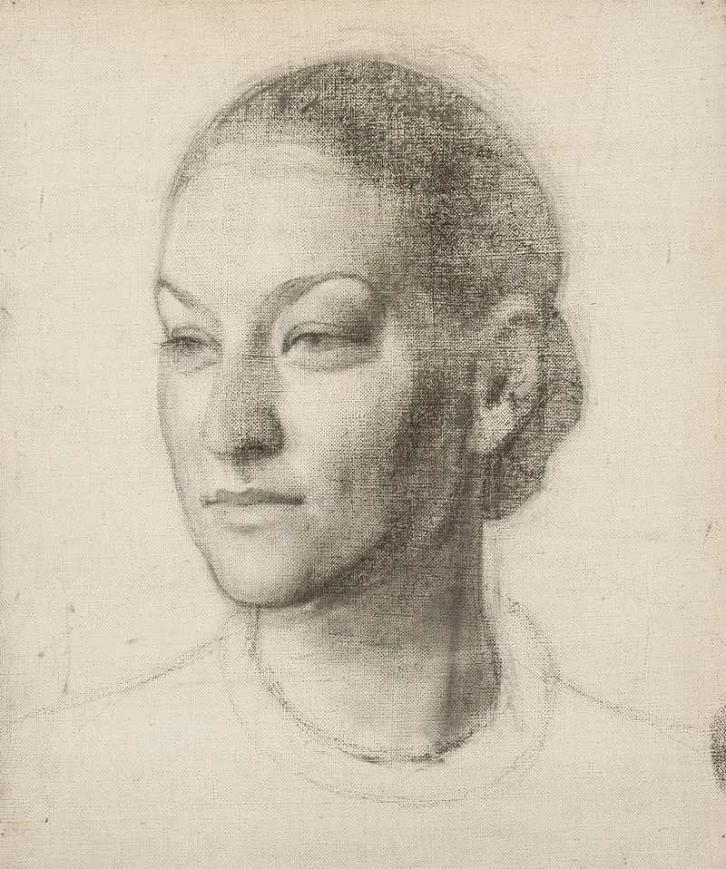 Sketch Of A Womans Head For The Portrait Of Hanna Rembertowicz Szymborska Wall Art by Edward Butrymowicz - High-Resolution Digital Print