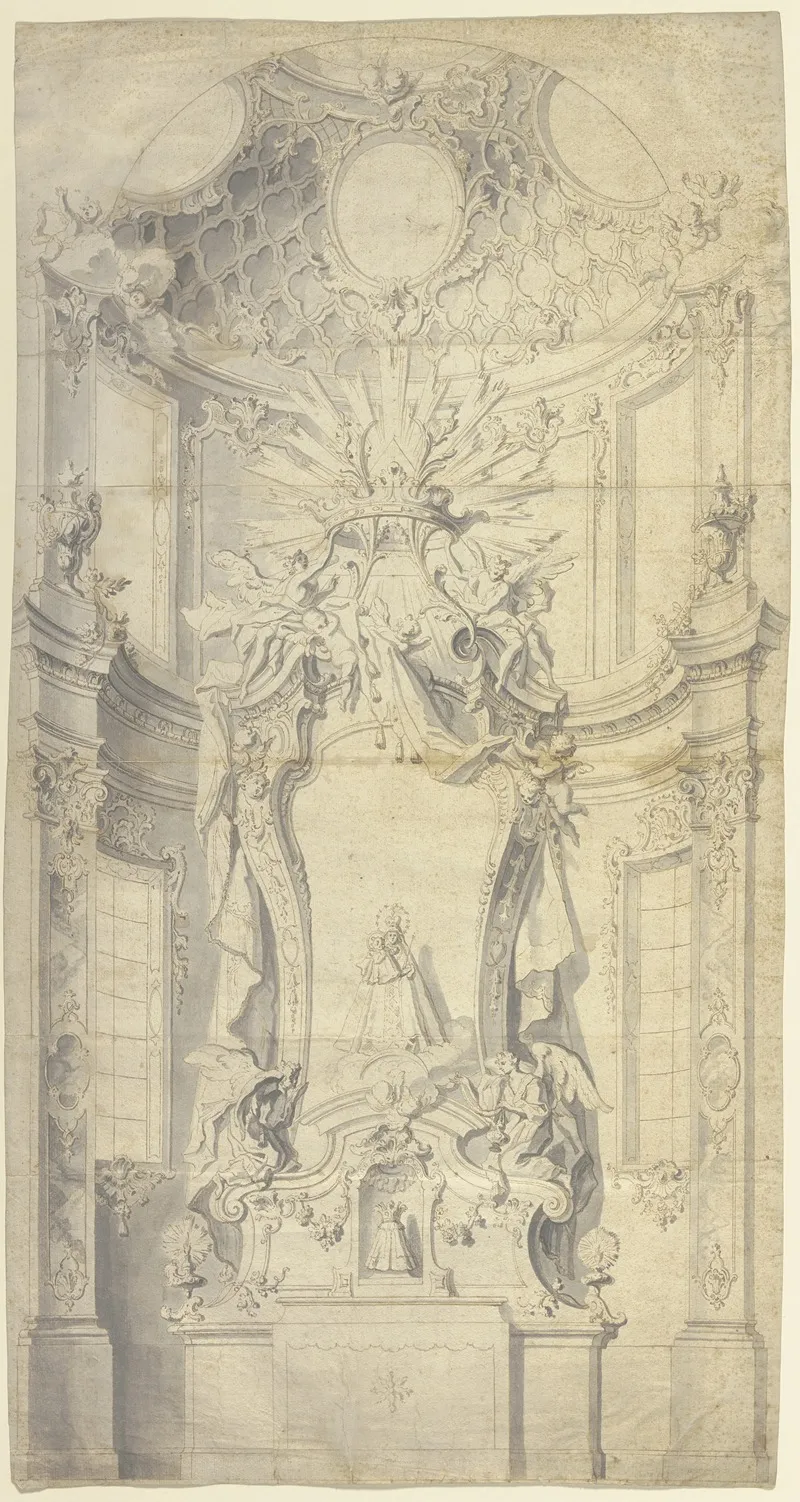 Sketch Of An Altar 2 Wall Art by Johann Baptist Zimmermann - High-Resolution Digital Print