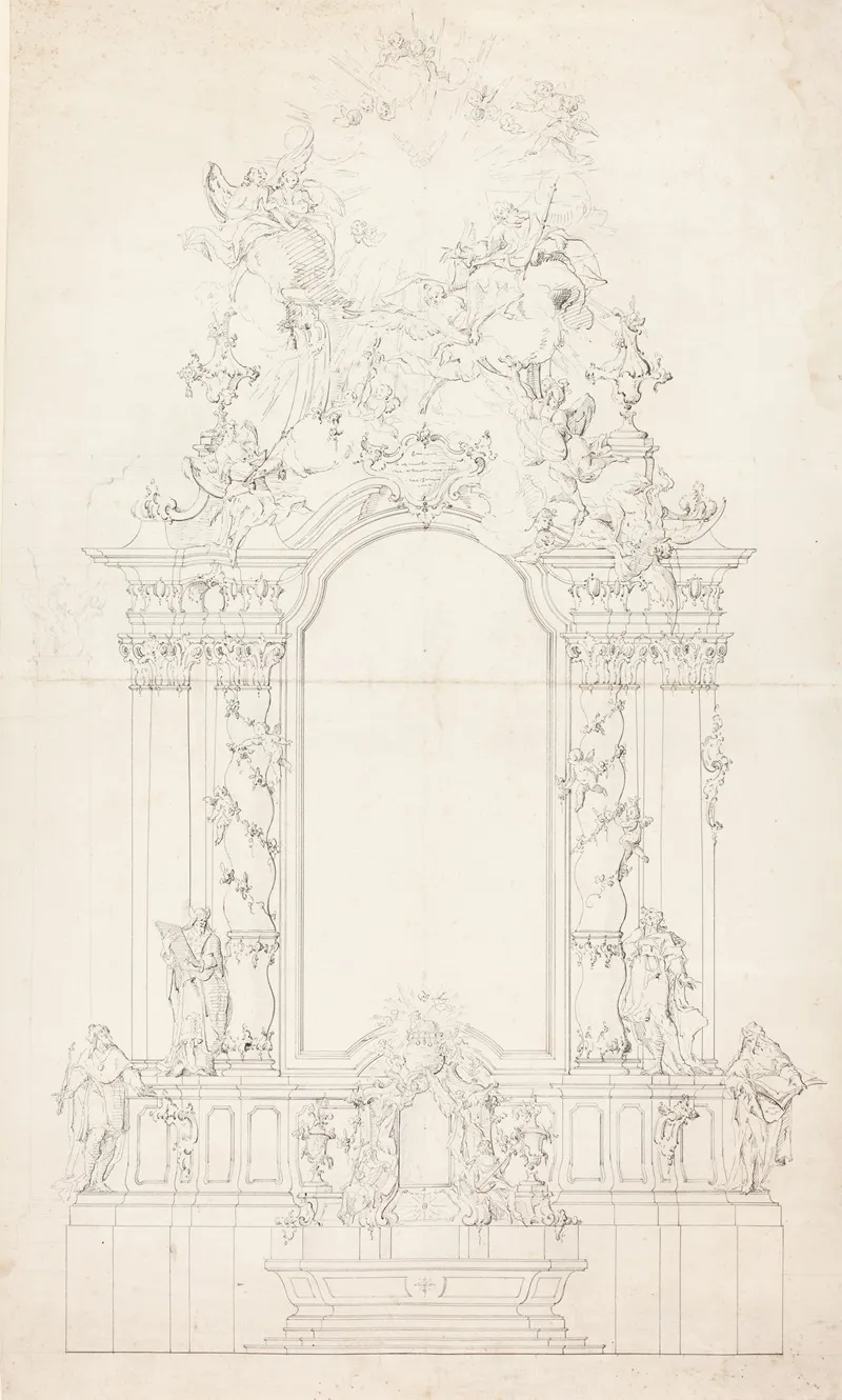 Sketch Of An Altar Wall Art by Johann Baptist Straub - High-Resolution Digital Print