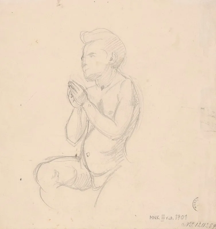 Sketch Of Angel For The Painting The Immaculate Conception Wall Art by Józef Simmler - High-Resolution Digital Print