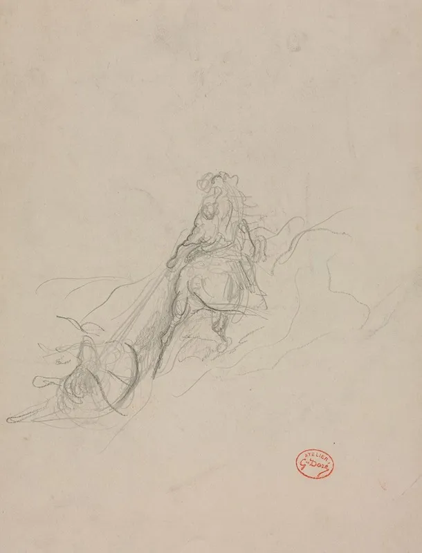 Sketch Of Hunting Scene Verso
