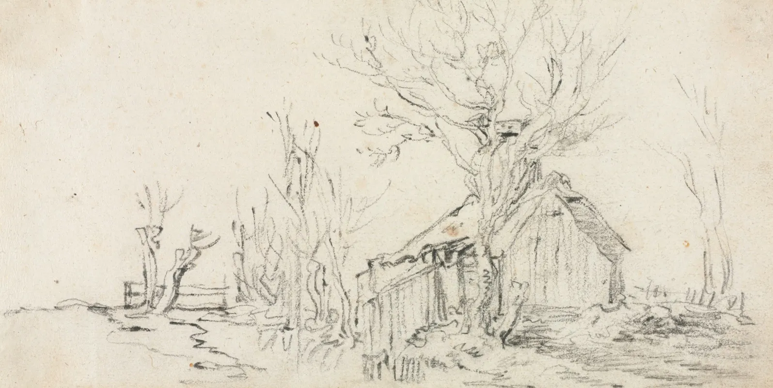Sketch Of Landscape With Cottage
