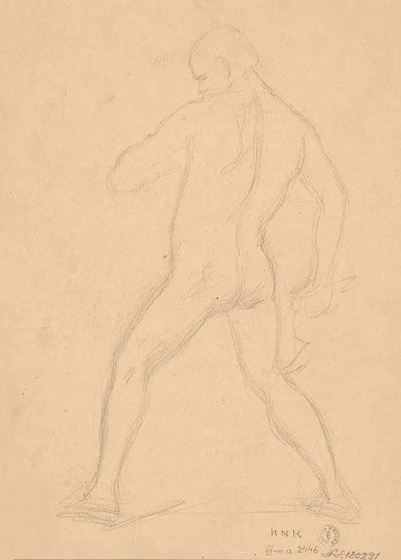 Sketch Of Nude Male To The Painting Martyrdom Of St Matthias Wall Art by Józef Simmler - High-Resolution Digital Print