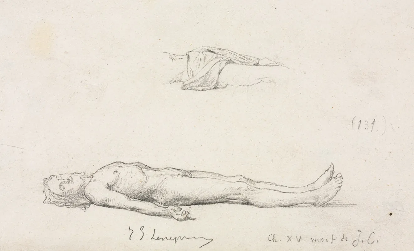 Sketch Of The Dead Christ And Detail Sketch Of Loincloth
