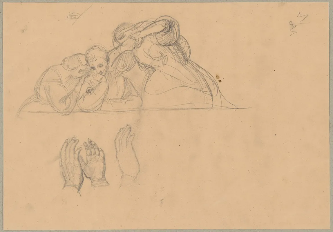 Sketch Of The Group Of Witnesses To The Death Of St Matthias To The Painting Martyrdom Of St Matthias Wall Art by Józef Simmler - High-Resolution Digital Print