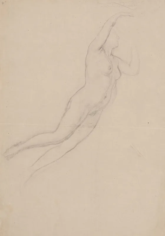 Sketch Of The Psyche Character To The Ceiling Wedding Procession Of Cupid And Psyche Wall Art by Józef Simmler - High-Resolution Digital Print