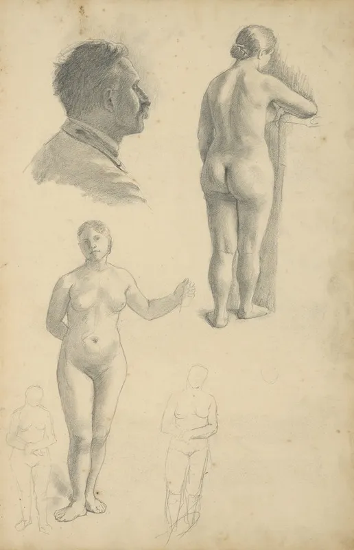 Sketchbook With Figural Studies Wall Art by Jozef Hanula - High-Resolution Digital Print
