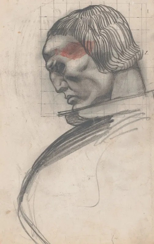 Sketches And Drawings Related To Der Soldat In Der Deutschen Vergangenheit By George Liebe Study Of Head Of Knight Profile Wall Art by Winold Reiss - High-Resolution Digital Print