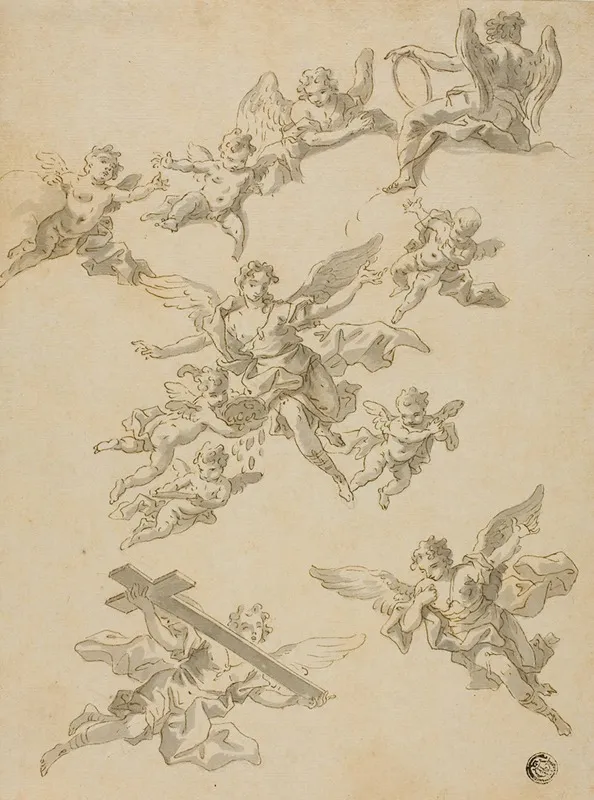 Sketches Of Angels And Putti Wall Art by Daniel Gran - High-Resolution Digital Print