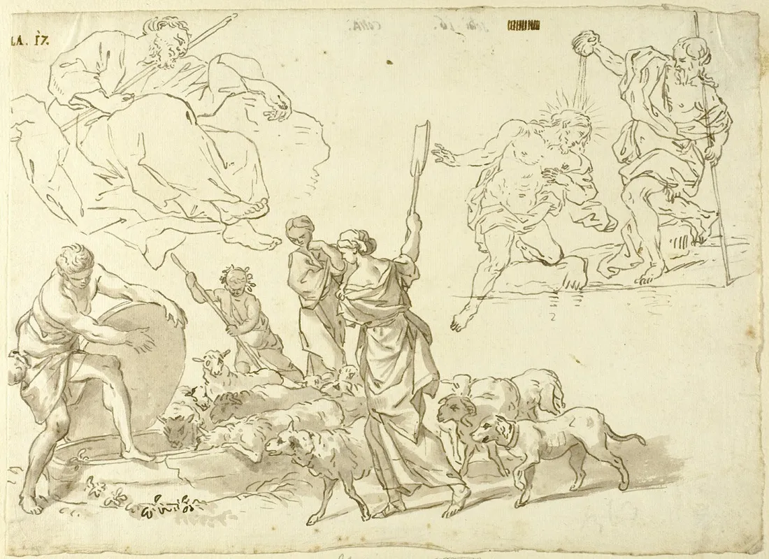 Sketches Of Religious Scenes Wall Art by After Domenico Piola - High-Resolution Digital Print