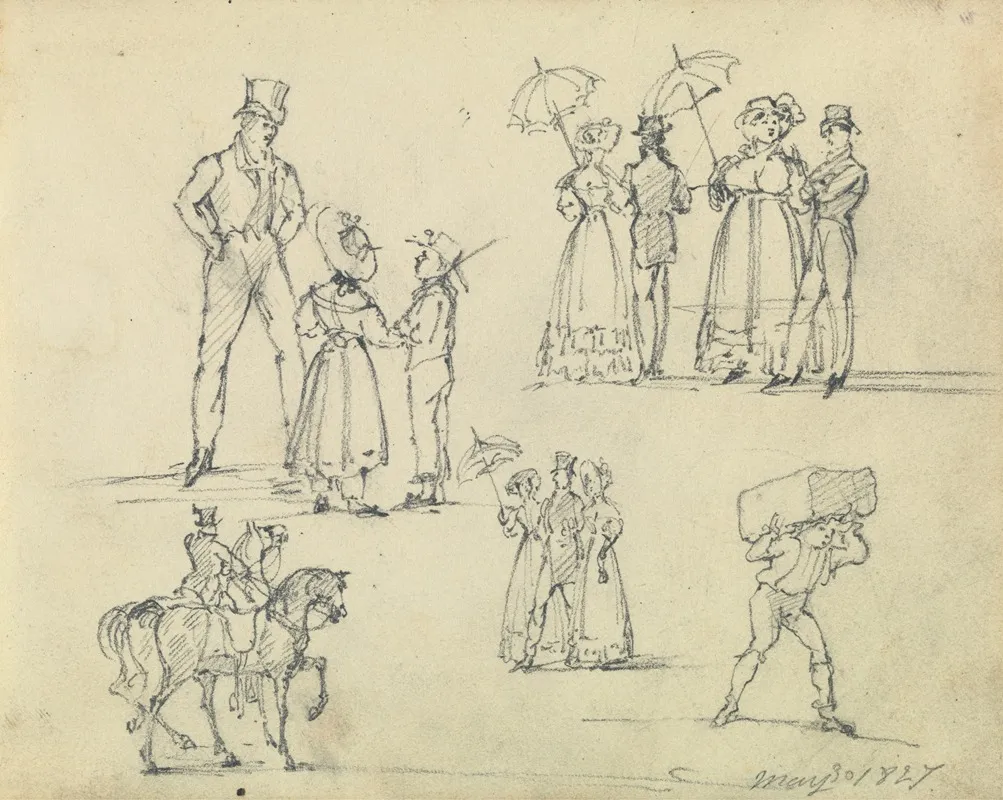 Sketches Of Towns People Wall Art by Joseph Nash - High-Resolution Digital Print