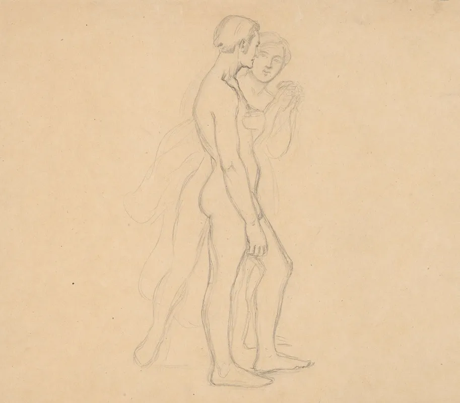 Sketches Of Two Nude Males Wall Art by Józef Simmler - High-Resolution Digital Print