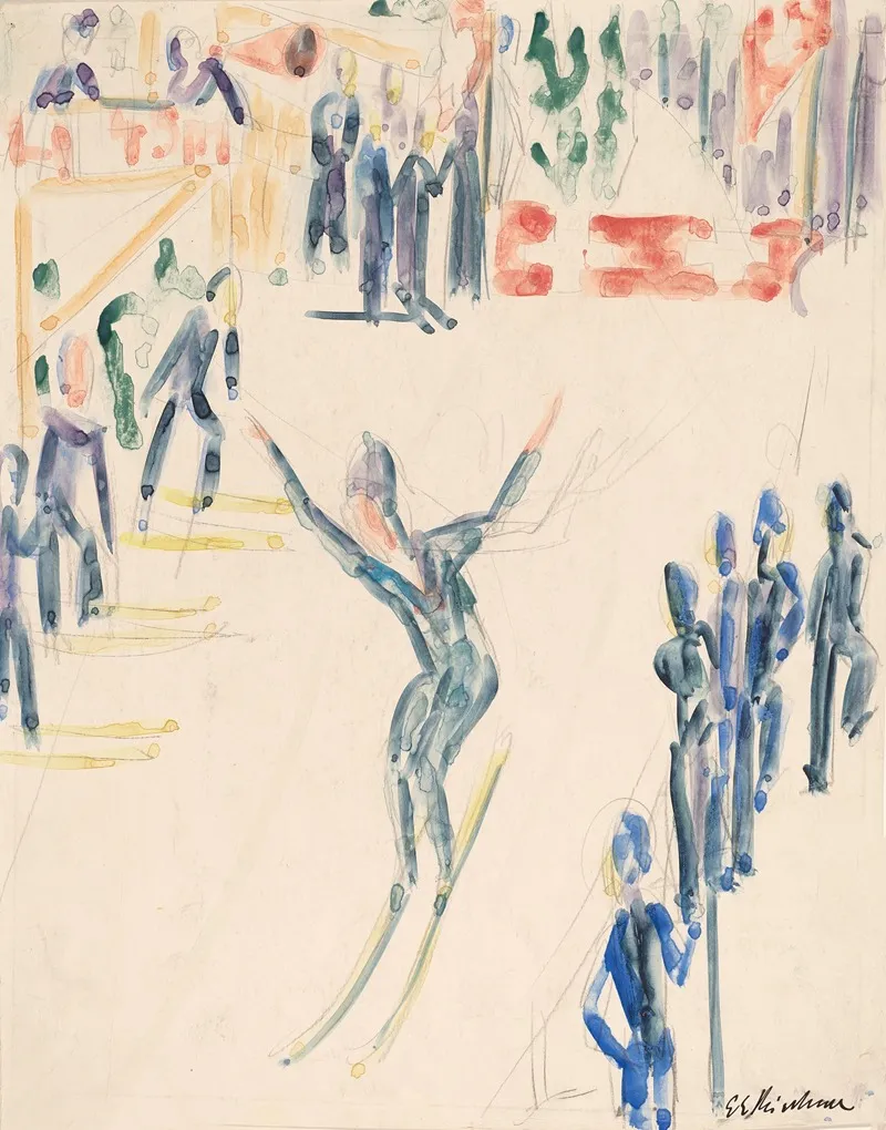 Ski Jumper 2 Wall Art by Ernst Ludwig Kirchner - High-Resolution Digital Print
