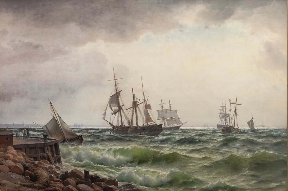 Skibe Under Land Efter En Byge Wall Art by Carl Neumann - High-Resolution Digital Print
