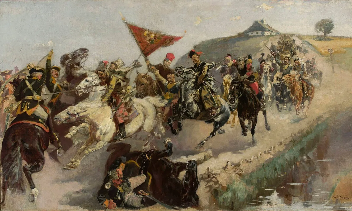 Skirmish On The Road Wall Art by Wacław Pawliszak - High-Resolution Digital Print