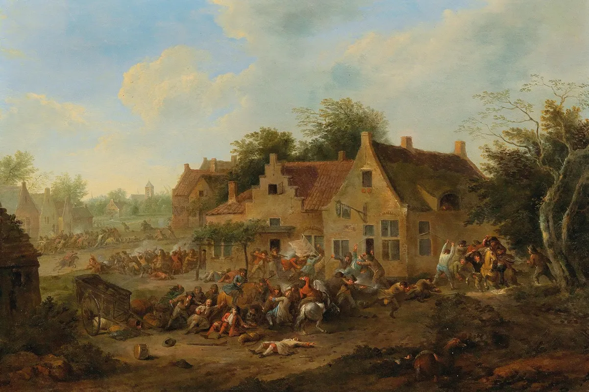 Skirmishers On The Outskirts Of Towns Ii Wall Art by Karel Breydel - High-Resolution Digital Print