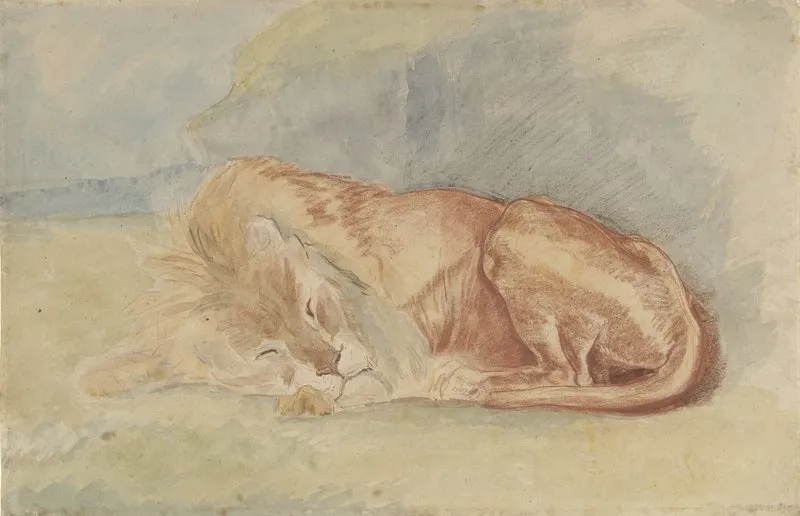 Slapende Leeuw Wall Art by Charles Edmé Saint-Marcel-Cabin - High-Resolution Digital Print