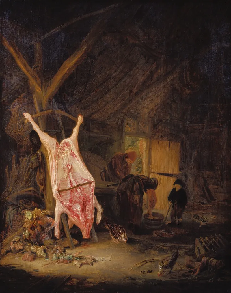 Slaughtered Pig In A Barn