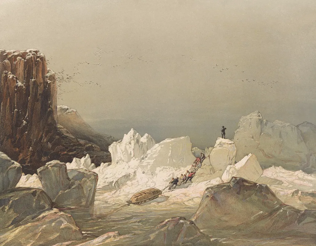 Sledging Over Hummocky Ice April 1853 Wall Art by Samuel Gurney Cresswell - High-Resolution Digital Print