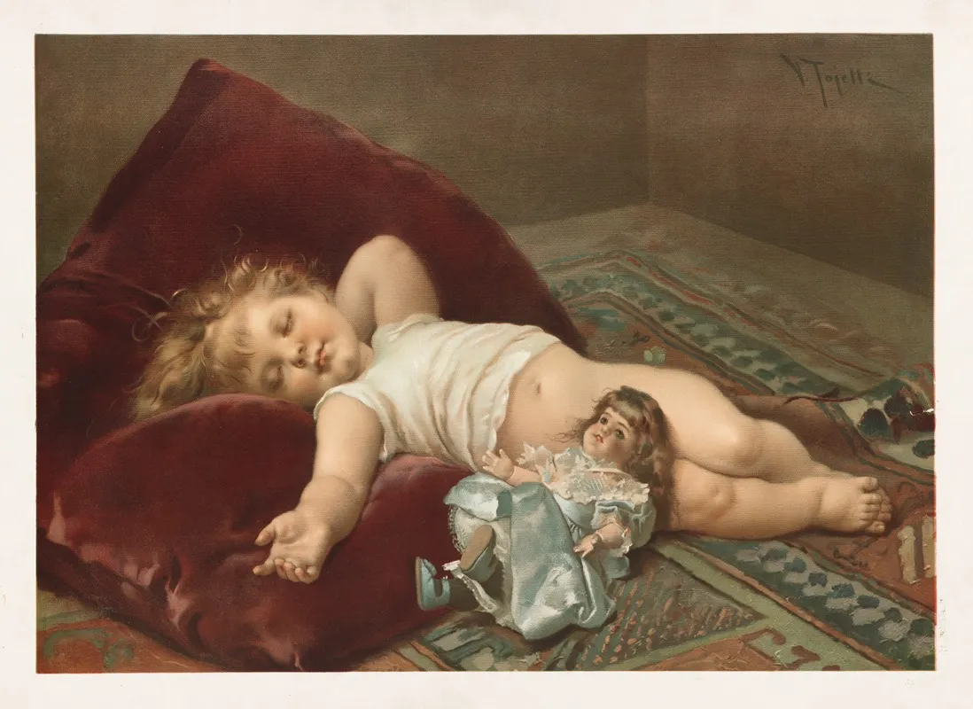Sleeping Baby Wall Art by Virgilio Tojetti - High-Resolution Digital Print