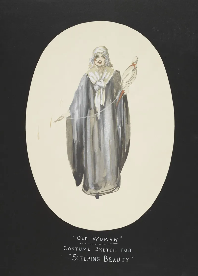 Sleeping Beauty Old Woman Grey Robe White Shawl White Kerchief Wall Art by John Glidden - High-Resolution Digital Print