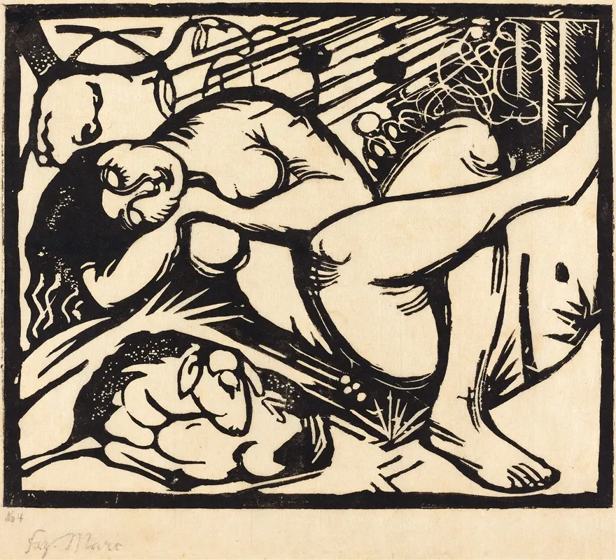 Sleeping Shepherdess Schlafende Hirtin Wall Art by Franz Marc - High-Resolution Digital Print