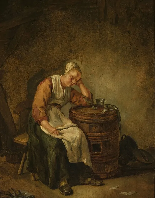 Sleeping Woman Wall Art by Jacob Toorenvliet - High-Resolution Digital Print