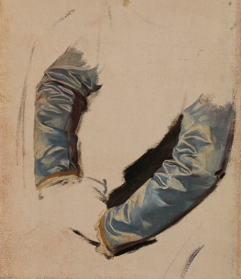 Sleeves Of Kings Attire Study To The Painting The Death Of Barbara Radziwill Wall Art by Józef Simmler - High-Resolution Digital Print