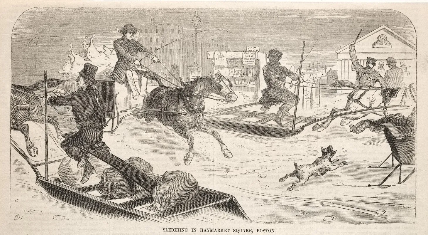 Sleighing In Haymarket Square Boston Wall Art by Winslow Homer - High-Resolution Digital Print