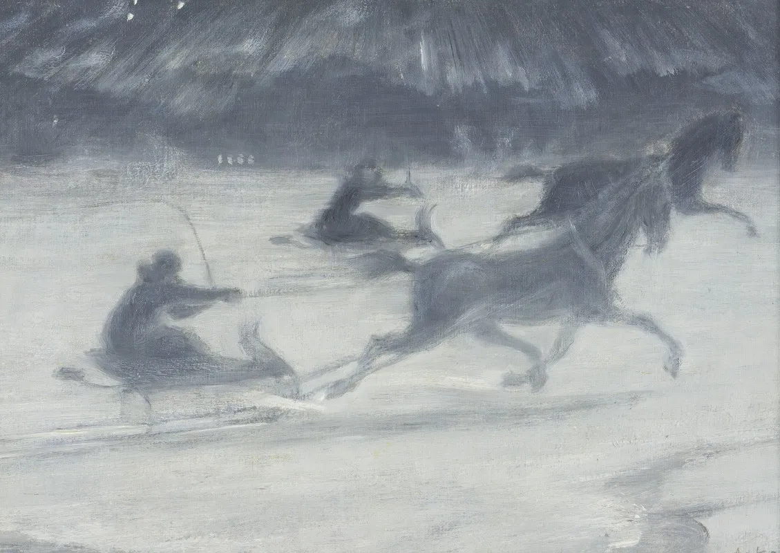 Sleighing On The Ice Wall Art by J.A.G. Acke - High-Resolution Digital Print