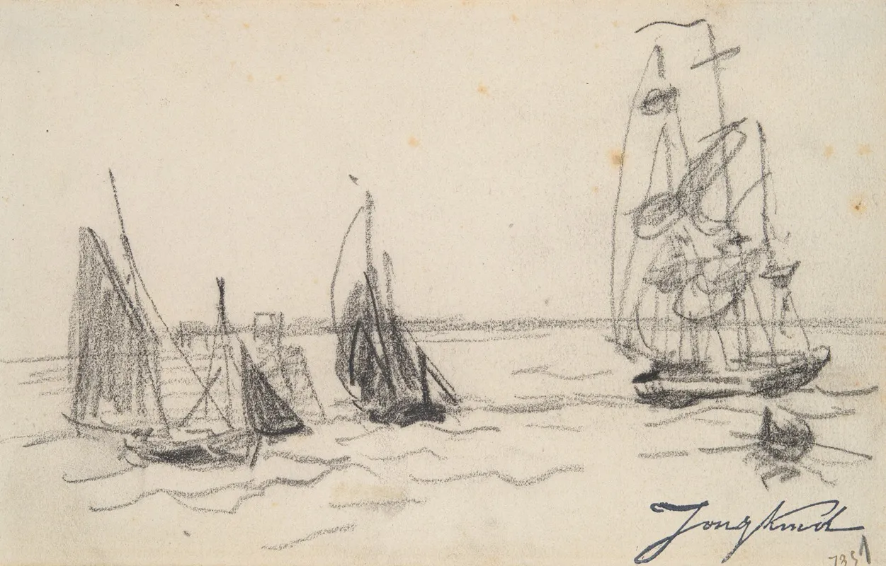 Small Sailboats And A Three Master