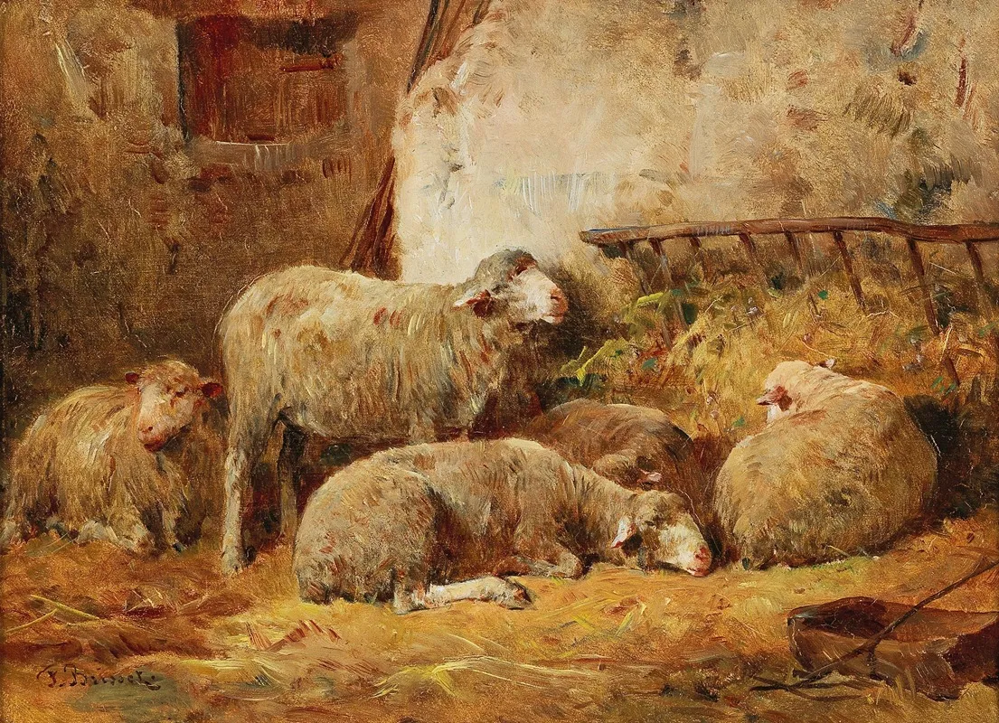Small Stable Scene With Sheep 2 Wall Art by Félix Saturnin Brissot de Warville - High-Resolution Digital Print